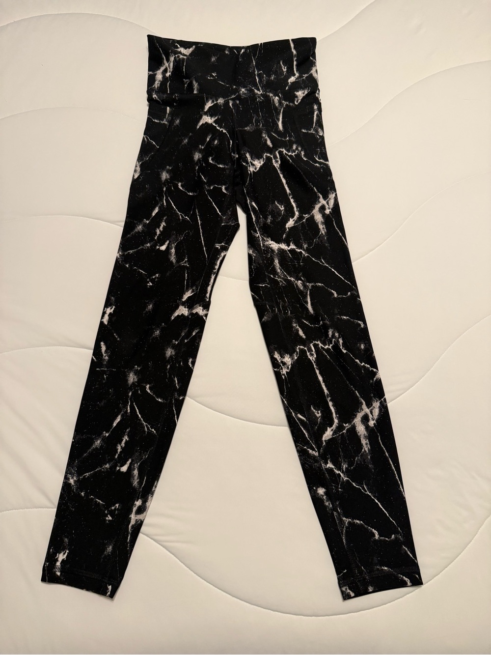 Old Navy Black and White Marble Powersoft High-Rise Leggings